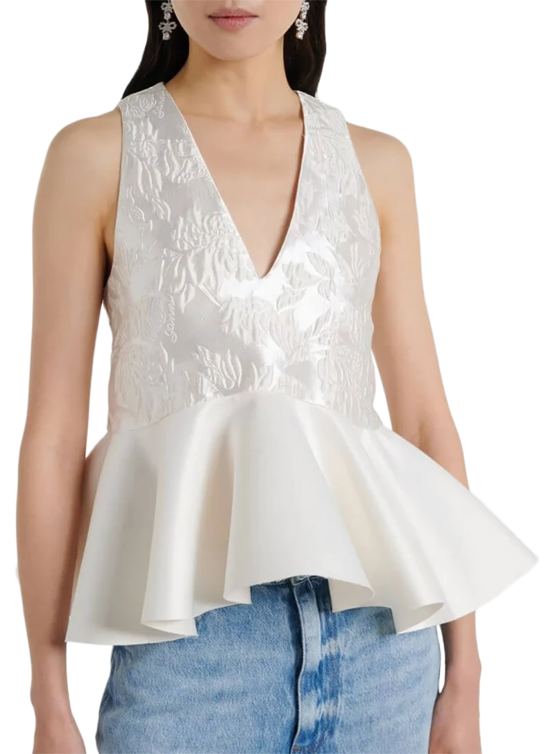 Blusa Peplum Satin Cloqué