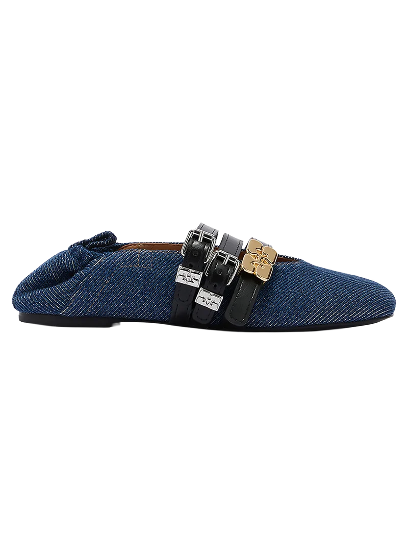 Bailarinas Sue Triple Denim Fringed