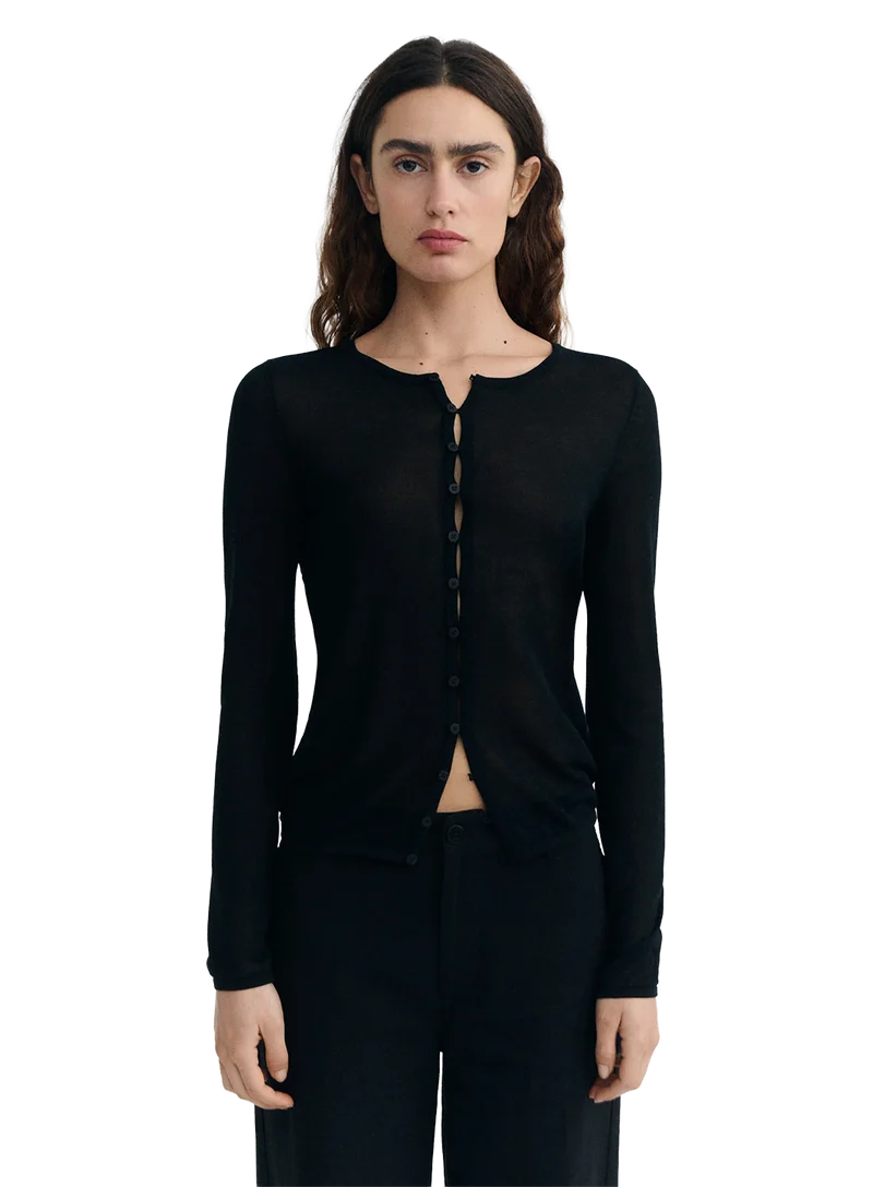Cardigan Punto Negro Transparente Manon