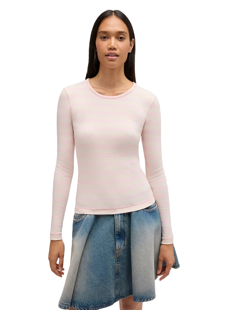 Camiseta Stripe Rib Manga Larga