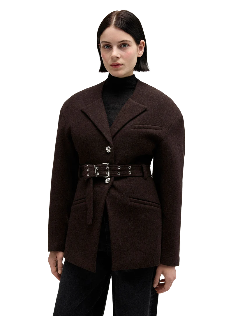 Blazer Peacoat Entallado De Lana