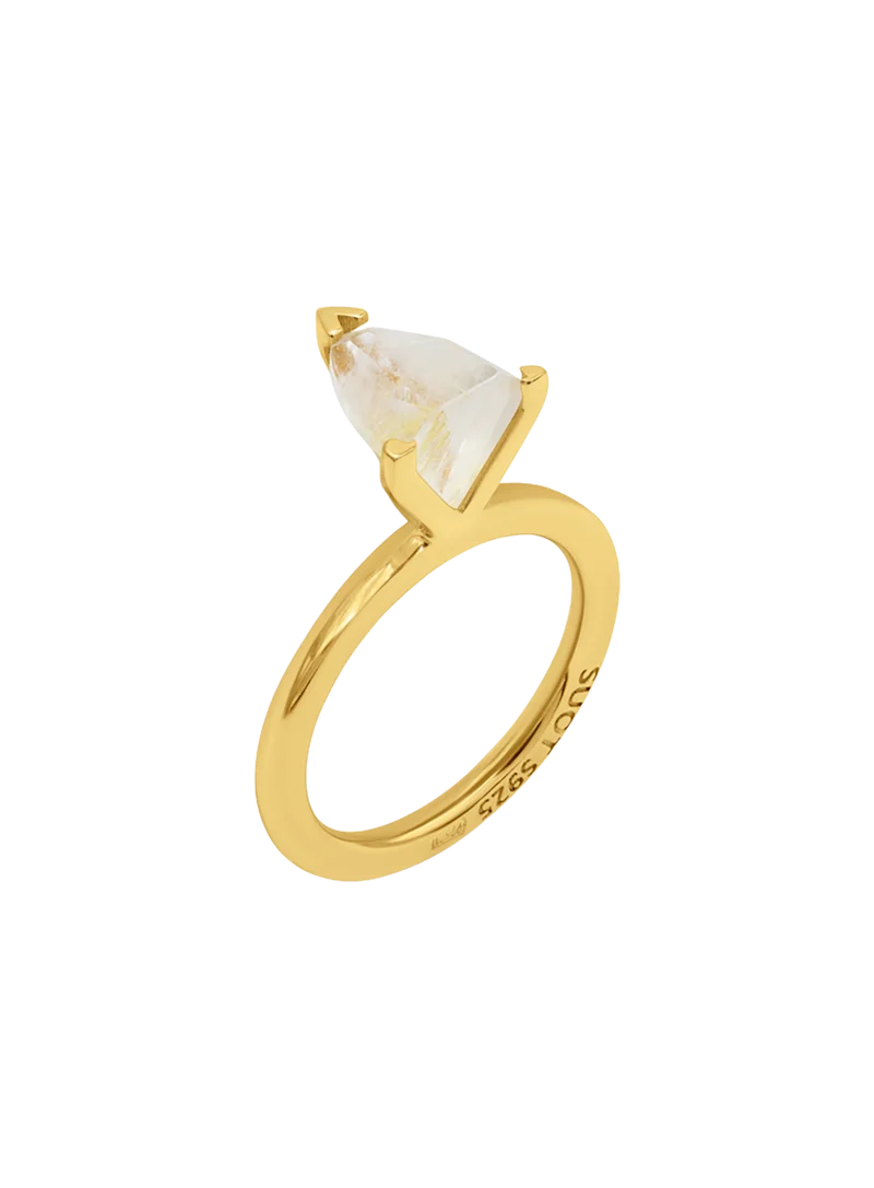Anillo Half Cut Rutilated Quartz