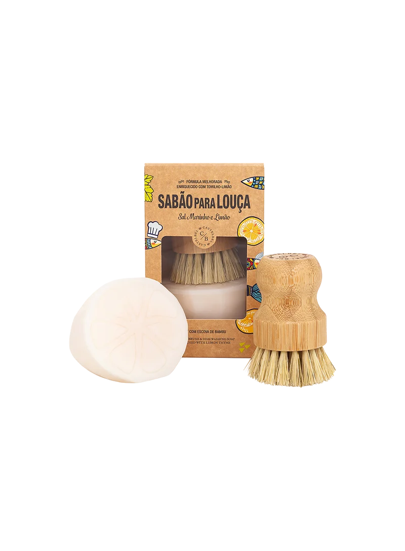 Set Cepillo Bambú Y Jabón Lavavajillas 150g Sardina