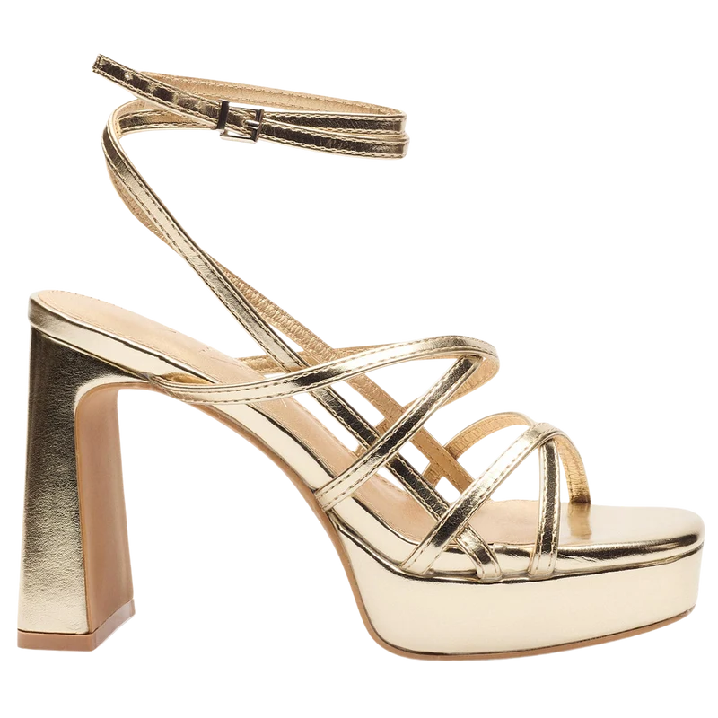 Sandalias de tacón de mujer de piel desg