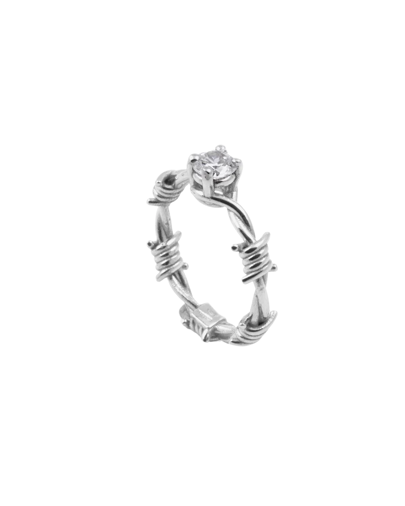 Anillo Barded Wire Solitaire Fine