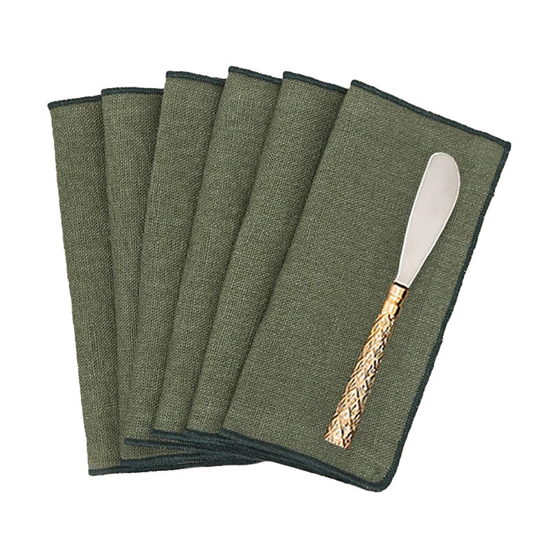 Pack 6 Servilletas Aperitivo Lino- Verde