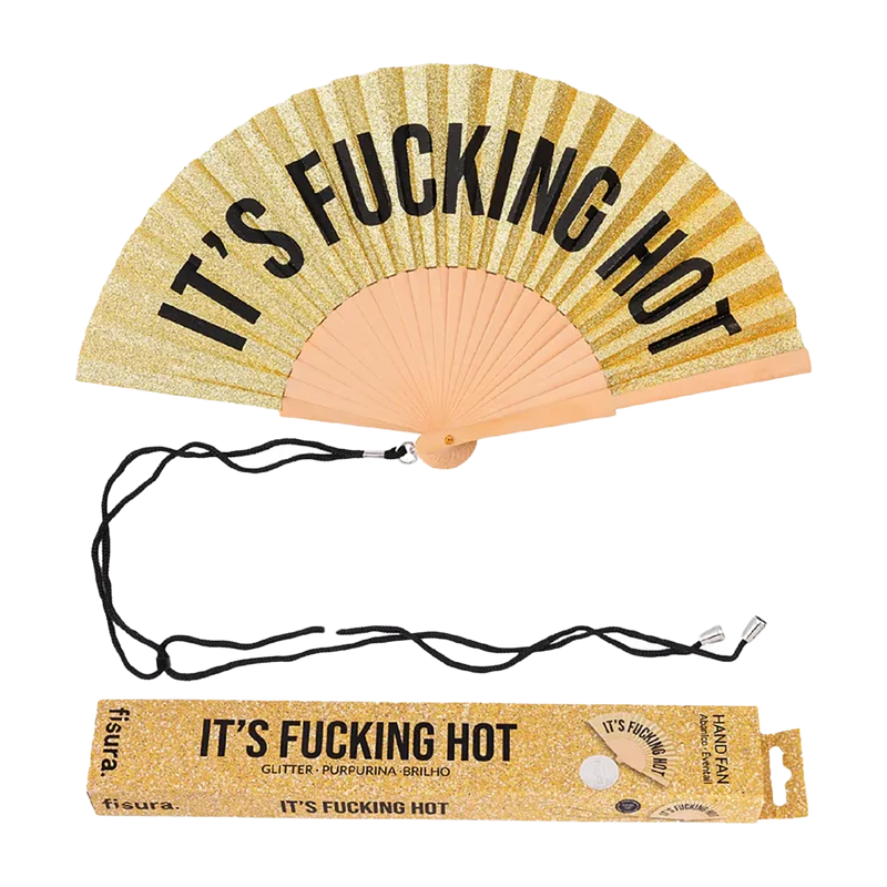 Abanico Purpurina Oro "its Fucking Hot"
