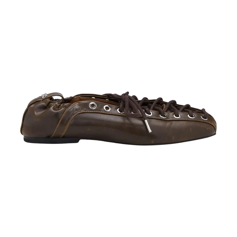 Bailarinas Eyelets Lace Up Crinkle Oleatex