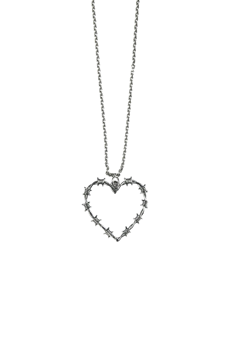 Barbed Wire Heart Pendant Necklace F060