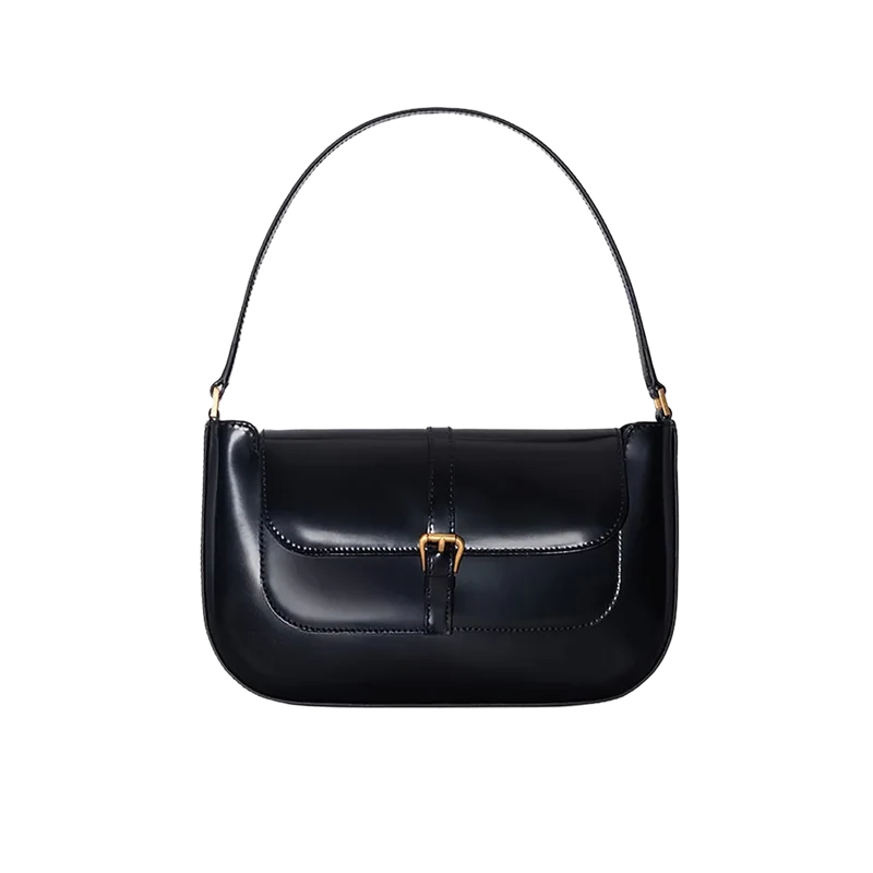 Miranda Black Semi Patent Leather