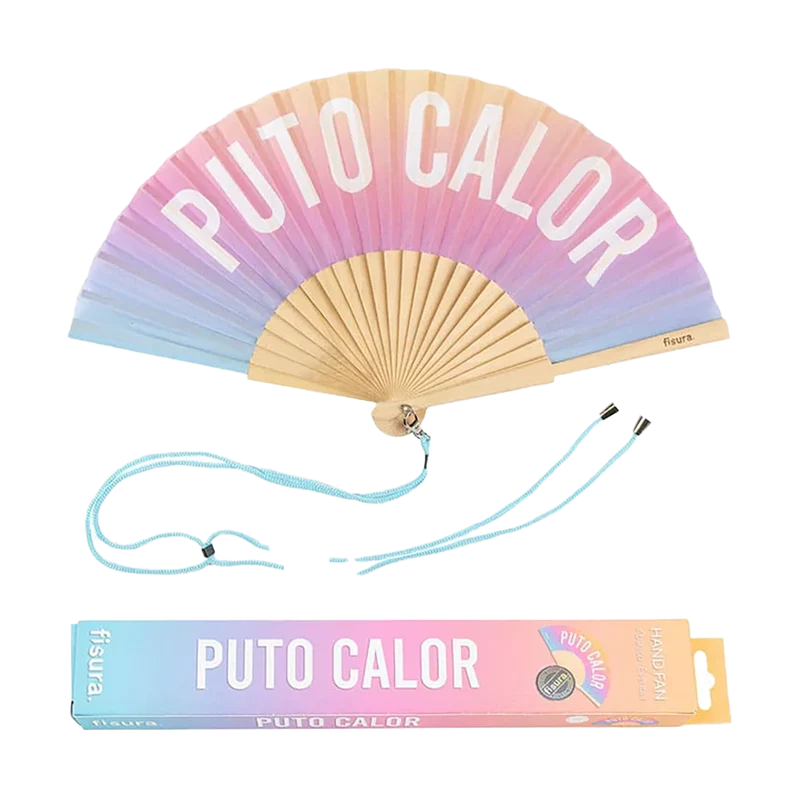 Abanico "puto Calor" Degradado / Hand Fan "puto Calor" Gradient