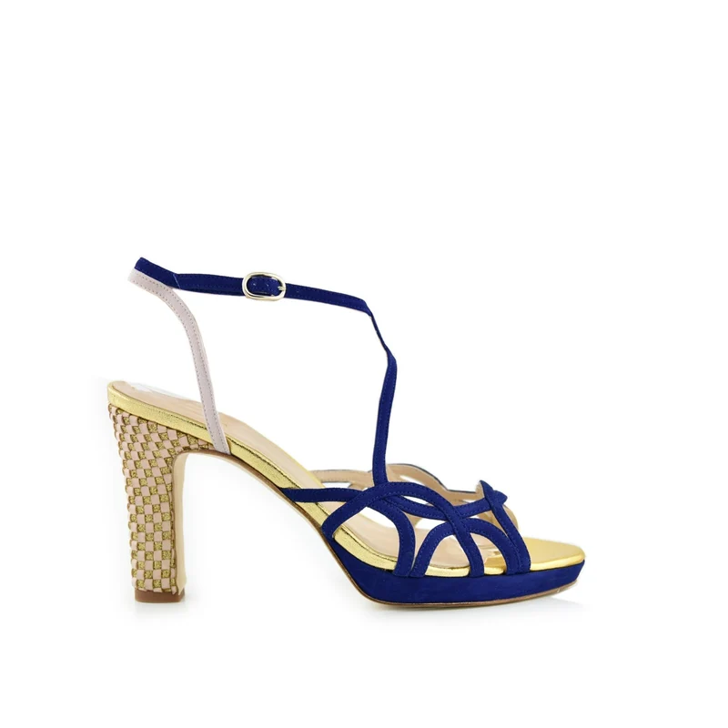 Gala azul Trenzado Ajedrez Midi