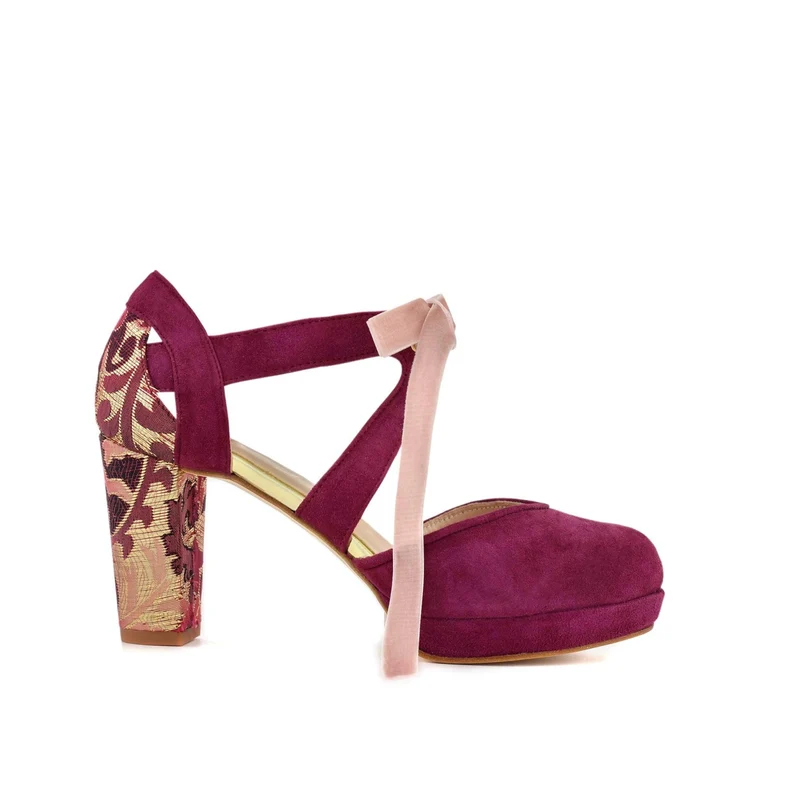 Hera Burdeos Brocado Midi