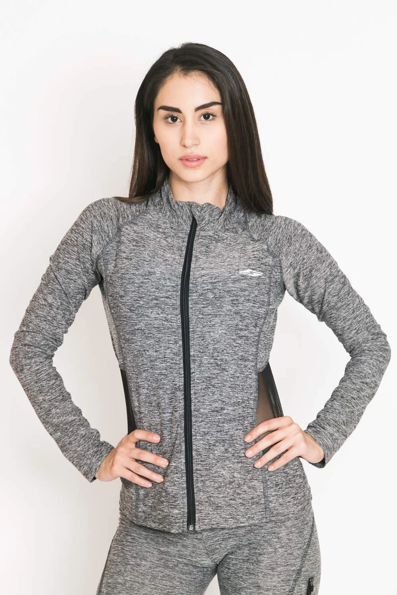 Cadenzza Chamarra Deportiva Mujeres Abierta Color Gris con ventilación Sudadera Ropa Deportiva