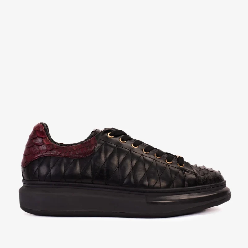The Adler Pyht Snk Skin Black & Burgundy Men Sneaker