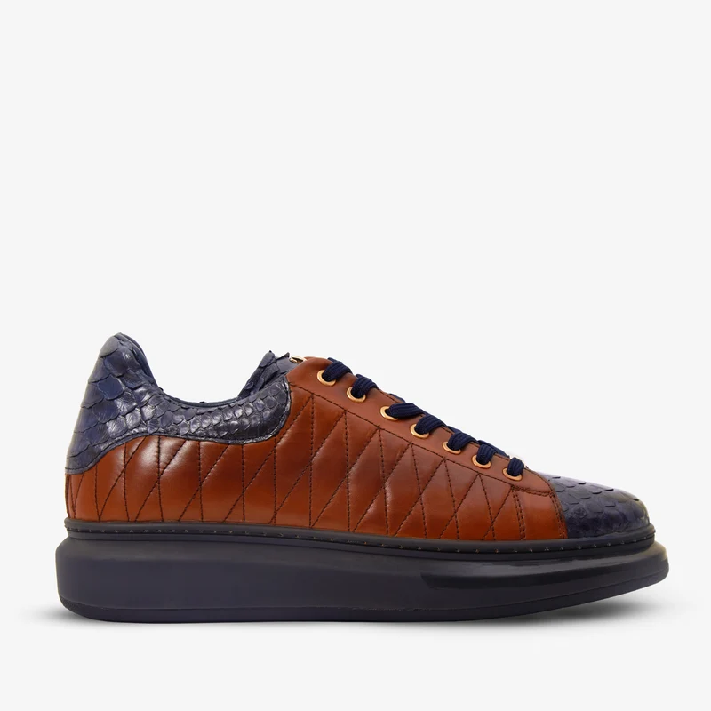 The Adler Pyht Snk Skin Tan & Navy Men Sneaker