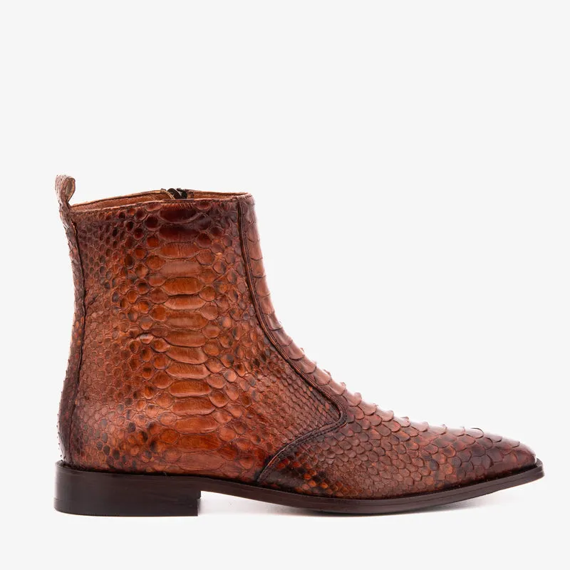 The Boss Tan Pythn Snk Zip-Up Leather Men Boot Limited Edition