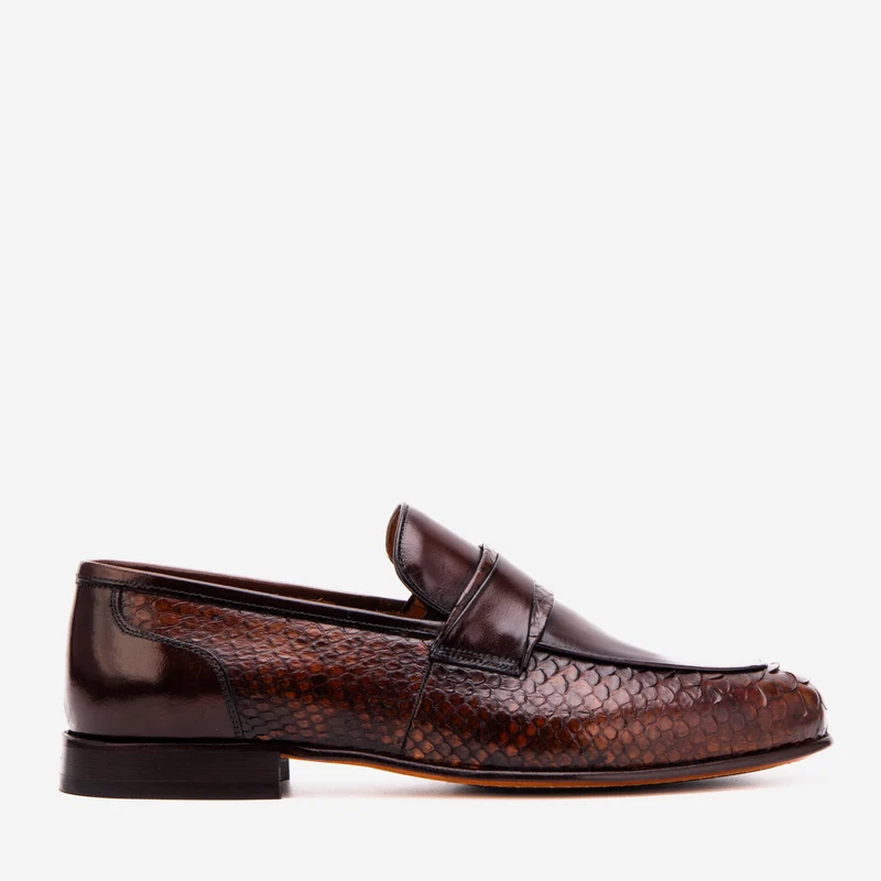 The Aurelio Brown Python & Baby Buffalo Leather Penny Loafer