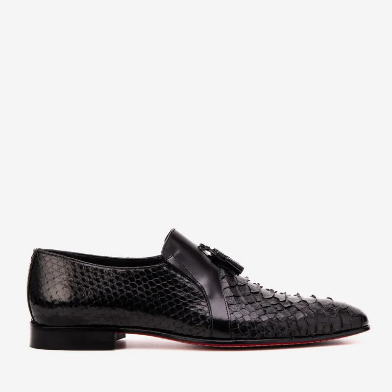 The Noctis Black Genuine Python Leather Men Tassel Loafer