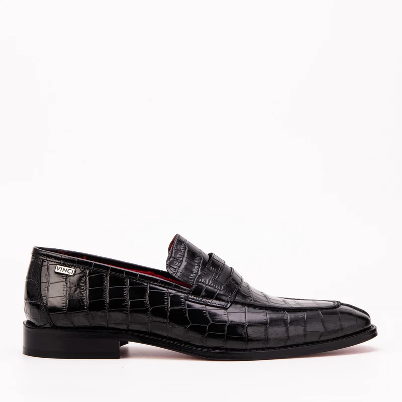 The Stradale Black Leather Men Penny Loafer