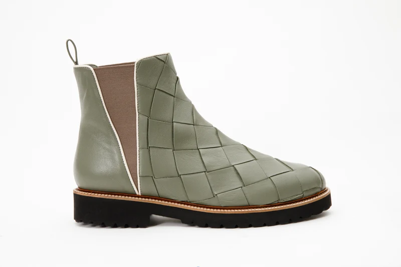 The Luisina Green Handwoven Leather Ankle Boot Final Sale!