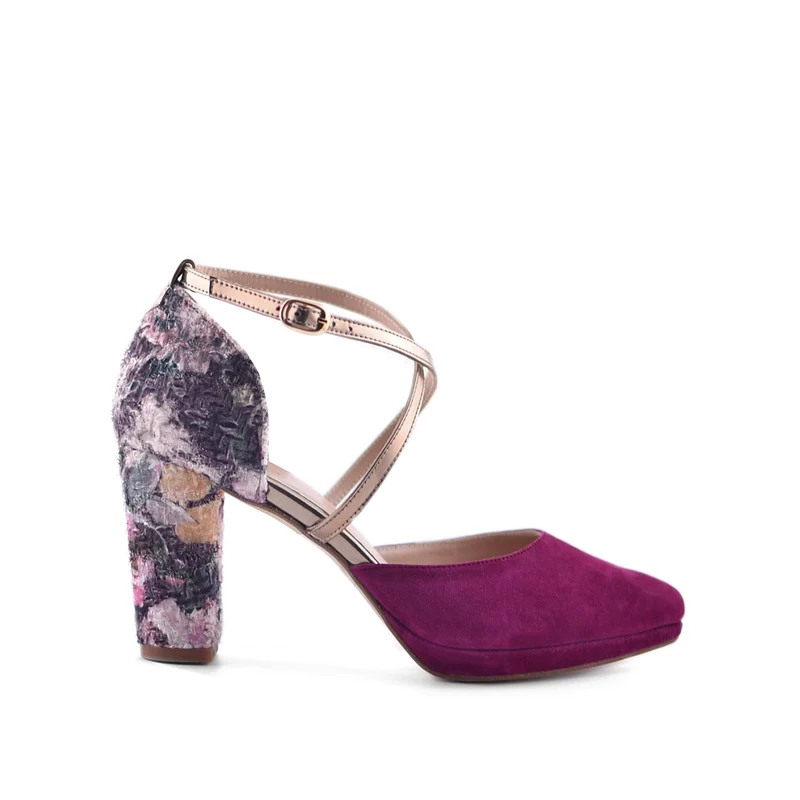 Lola Burdeos Tweed Midi Alto