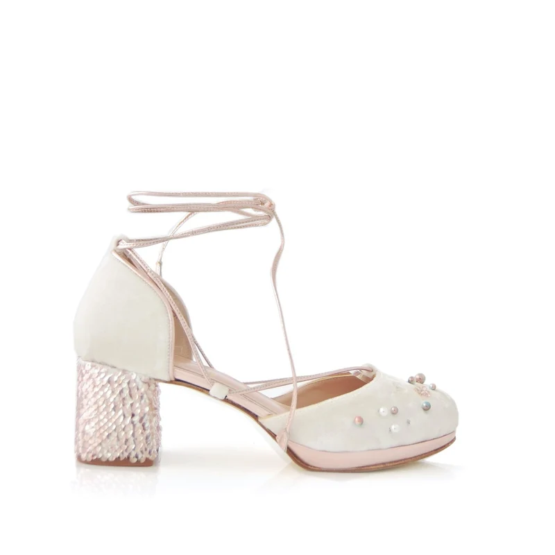 Dahud Blanco White Velvet Lentejuelas Mini