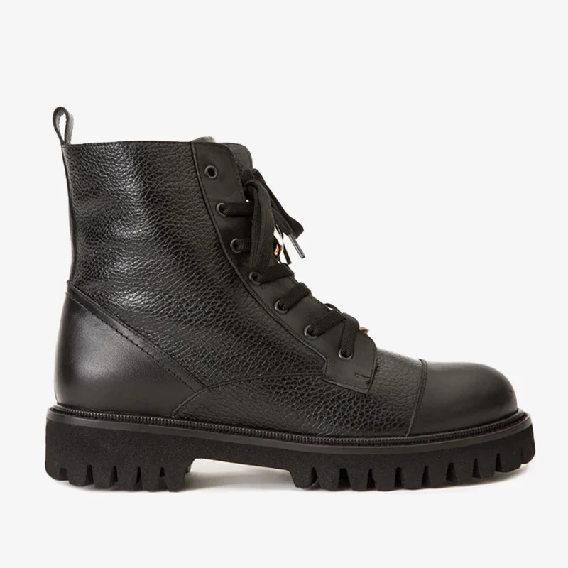 The Belgrad Black Leather Lace-Up Ankle Women Boot With a Side Zipper Final Sale!