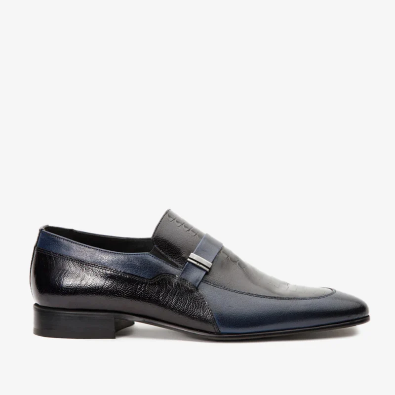 The Kazablanka Navy Leather Bit Loafer Men Shoe