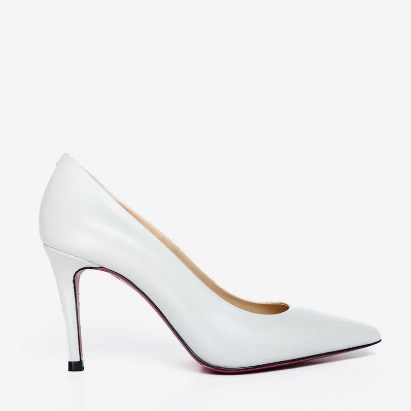 The Ege White Leather Pump Fuchsia Sole Women Shoe