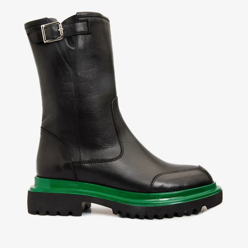 The Yako Black Leather Mid Calf Women Boot Final Sale!