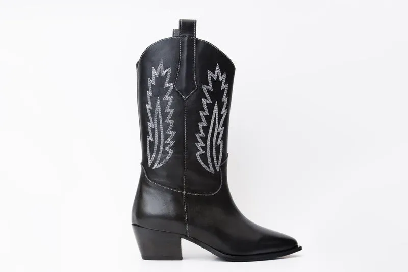 The Togg Black Leather Cowboy Women Boot Final Sale!