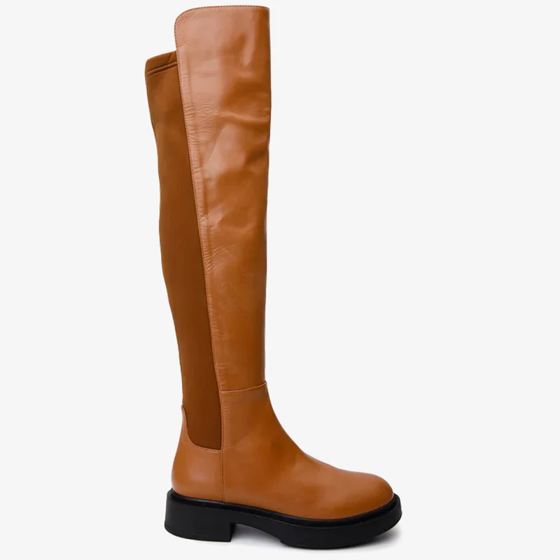 The Harmony Belle Tan Leather Knee High Women Boot