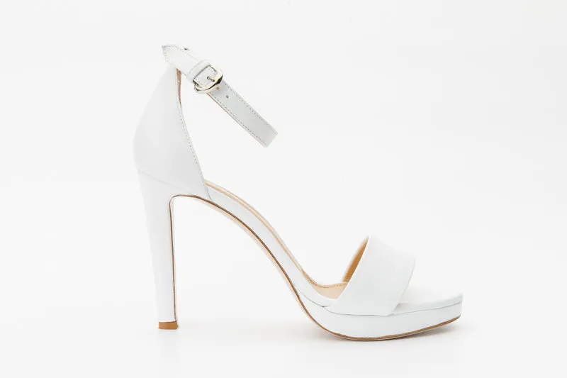 The Aksu White Leather Ankle Strap Women Sandal Final Sale!