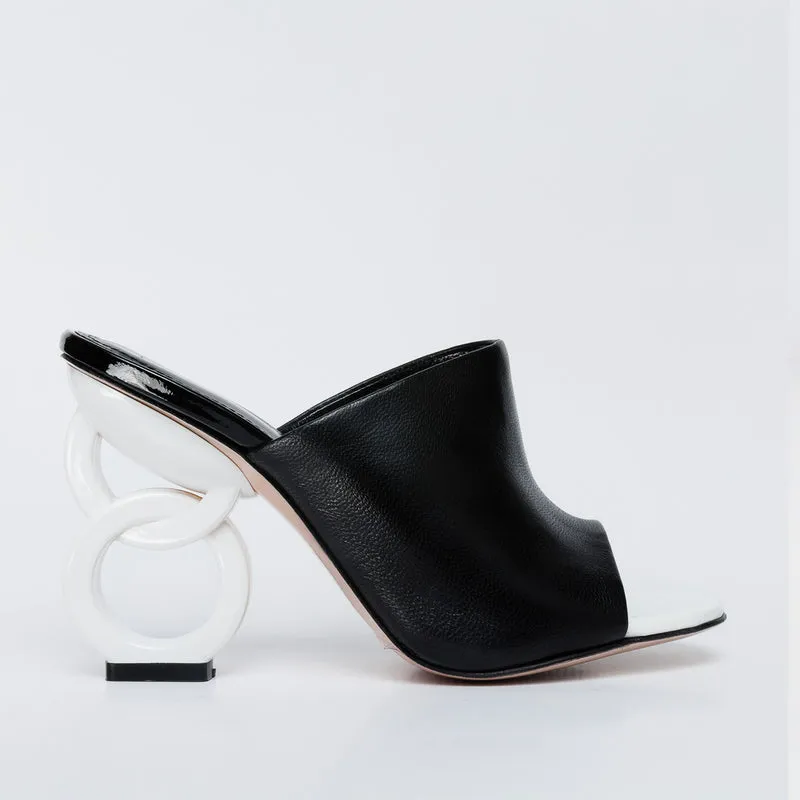 The Cymmer Black Leather Women Sandal