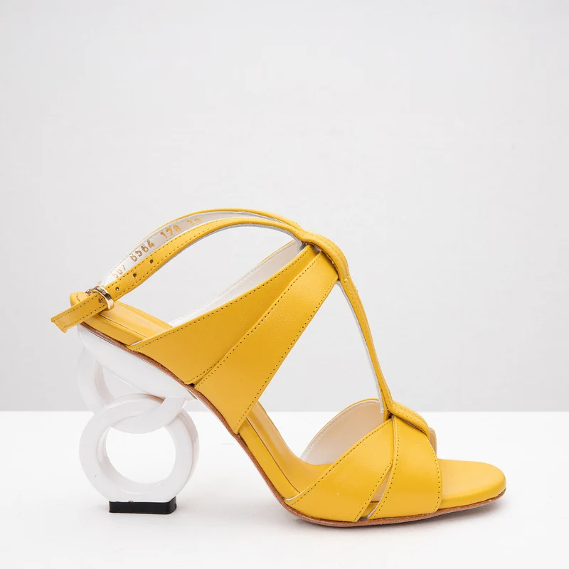 The Duffryn Yellow T-Strap Leather Women Sandal