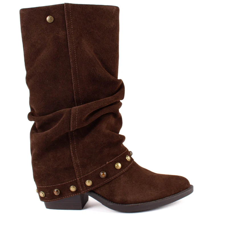 BOTA CAMPERA POLAINA ADORNOS MOKA SS1976