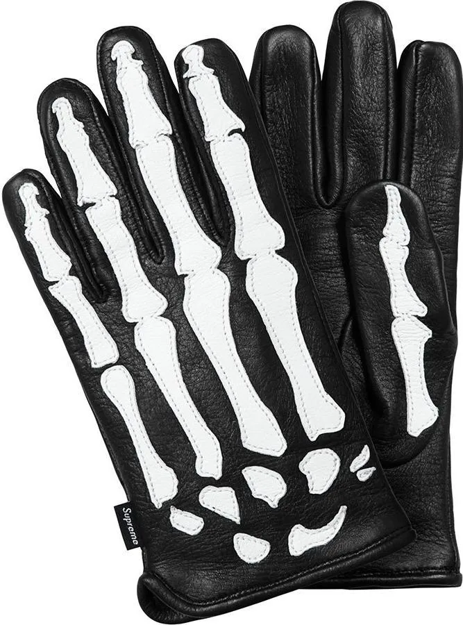 SUPREME/VANSON - LEATHER X RAY GLOVES (BLACK)