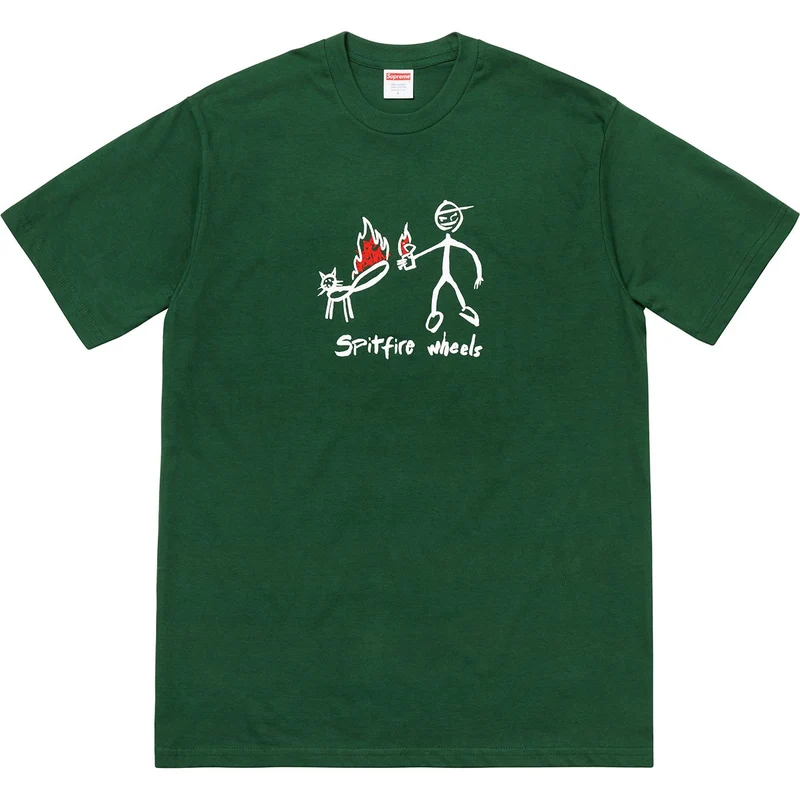 SUPREME/SPITFIRE - CAT TEE (DARK GREEN)