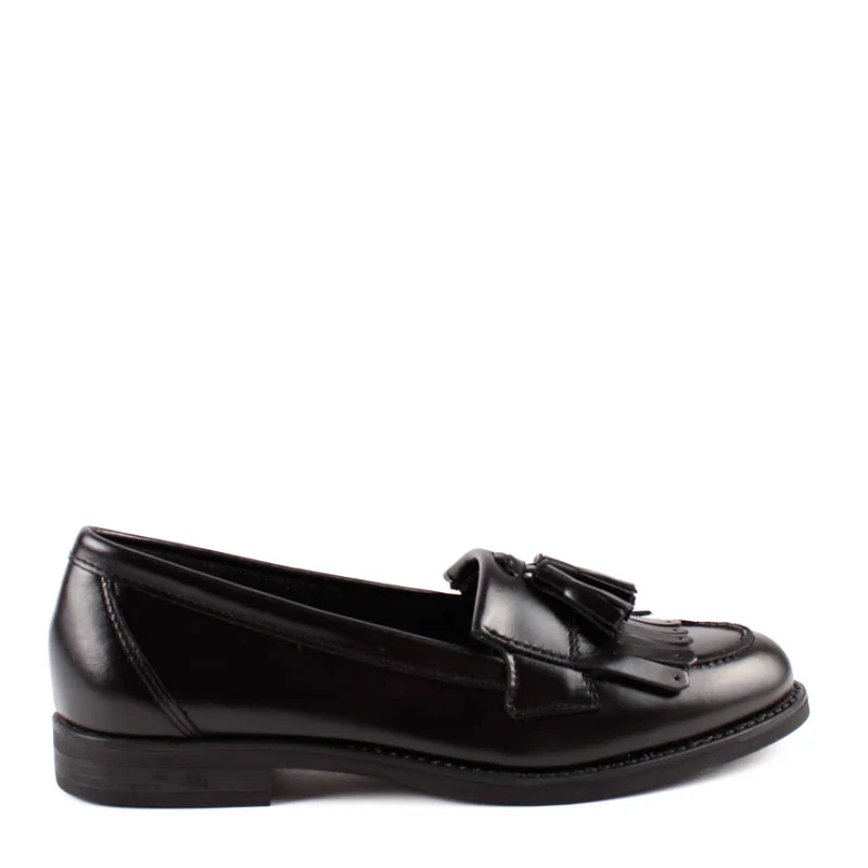 MOCASIN FLECOS Y BORLA PIEL NEGRO 1110