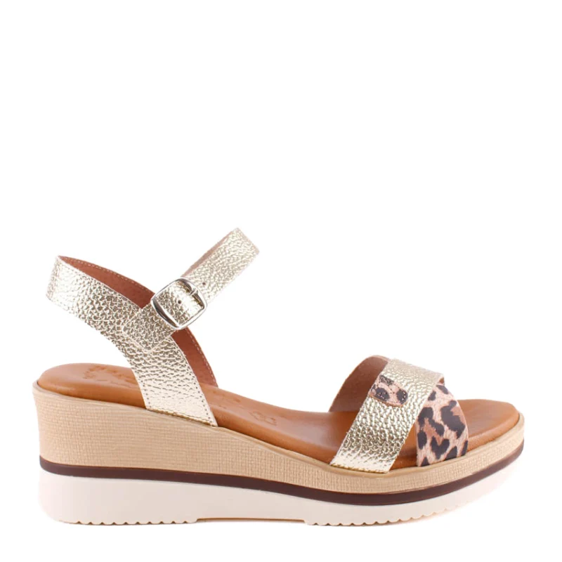 SANDALIA TIRAS PLATINO LEOPARDO 2613