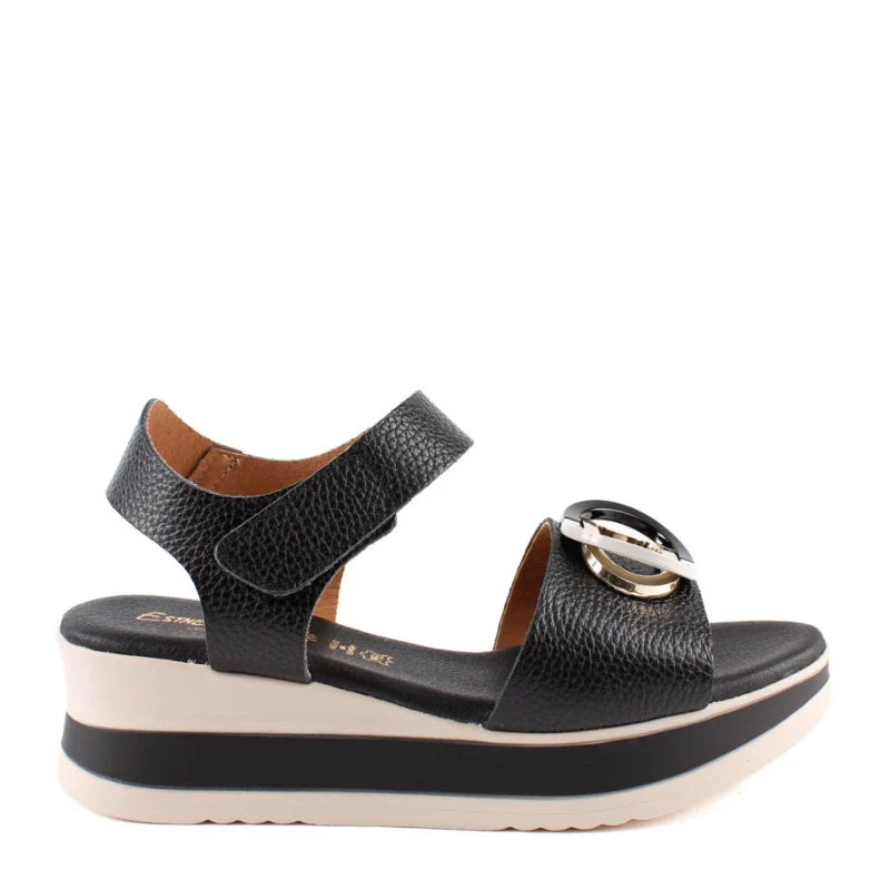 SANDALIA VELCRO ADORNO NEGRO 5974