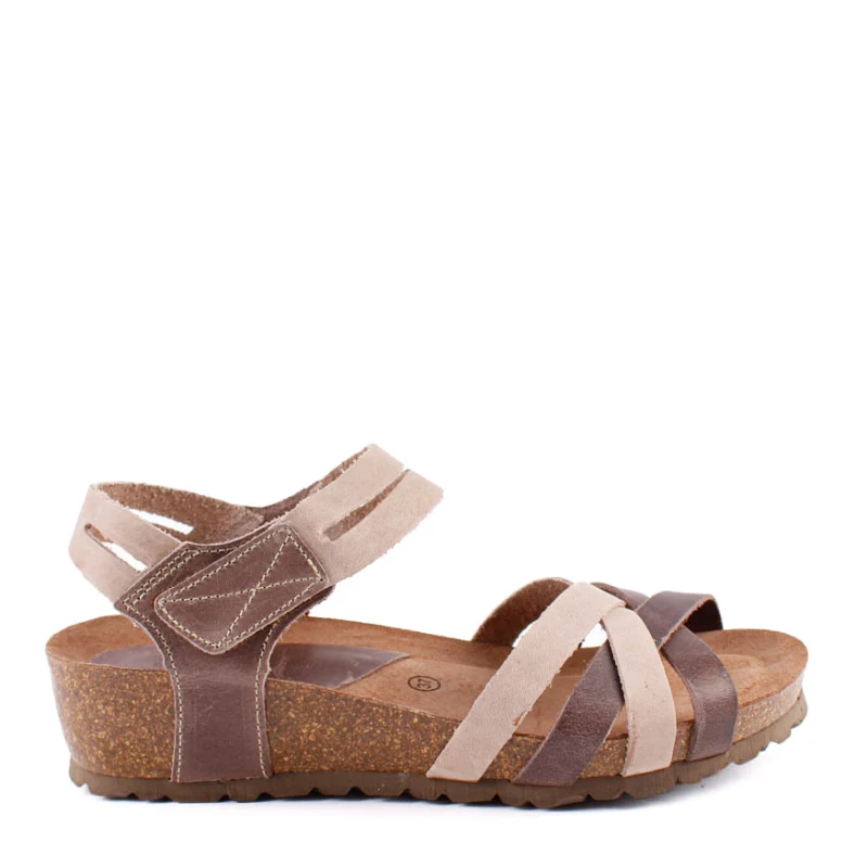 SANDALIA BIO VELCRO PARDO BEIGE 5338