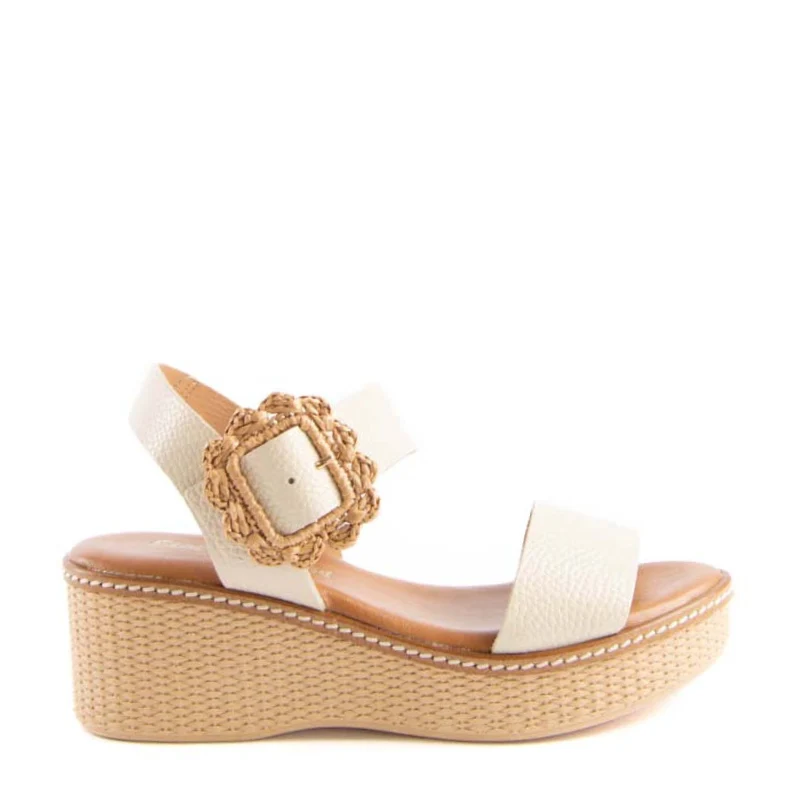 SANDALIA CUÑA HEBILLA BEIGE 434
