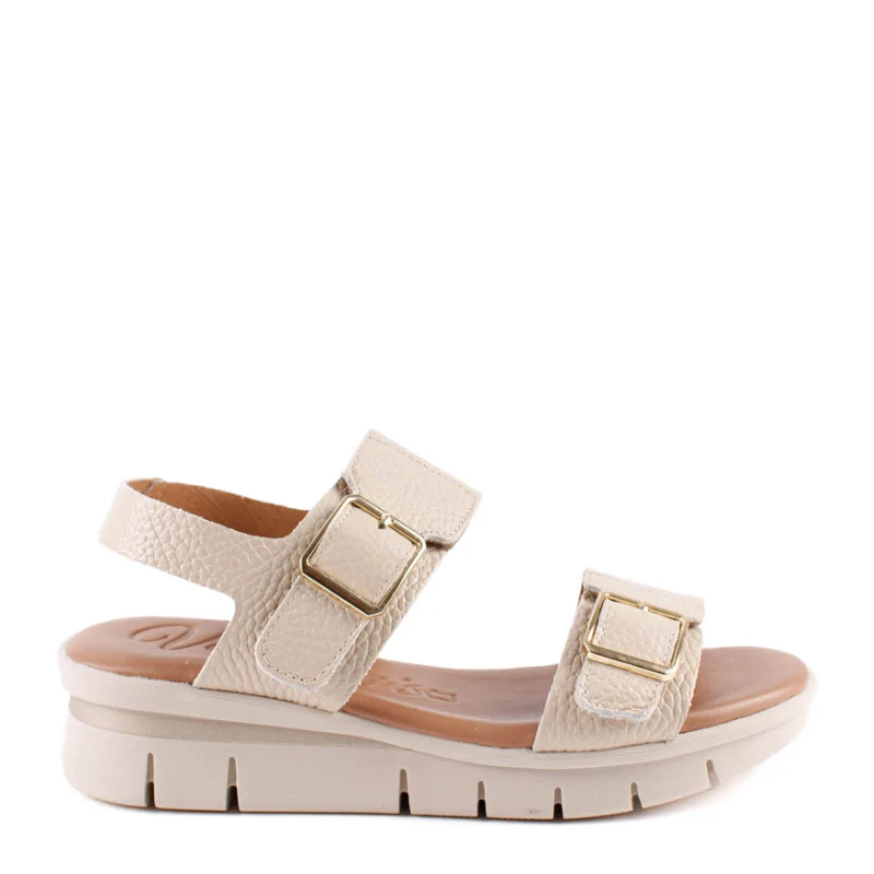 SANDALIA VELCROS CUÑA BEIGE 2602