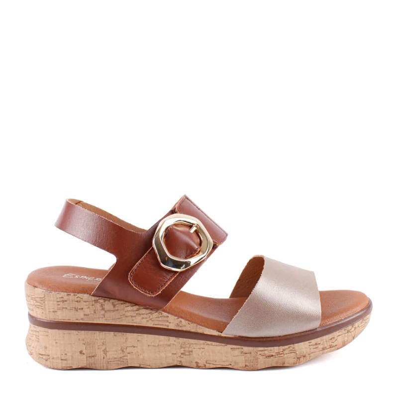 SANDALIA HEBILLA VELCRO COMBI CUERO 518