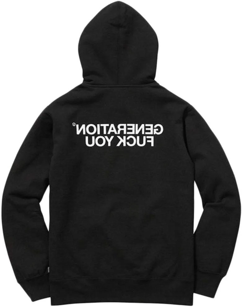 SUPREME/UNDERCOVER - GENERATION FUCK YOU ZIP UP SWEATSHIRT (BLACK)