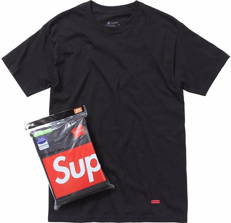 SUPREME/HANES - TAGLESS TEE BLACK (3 PACK)