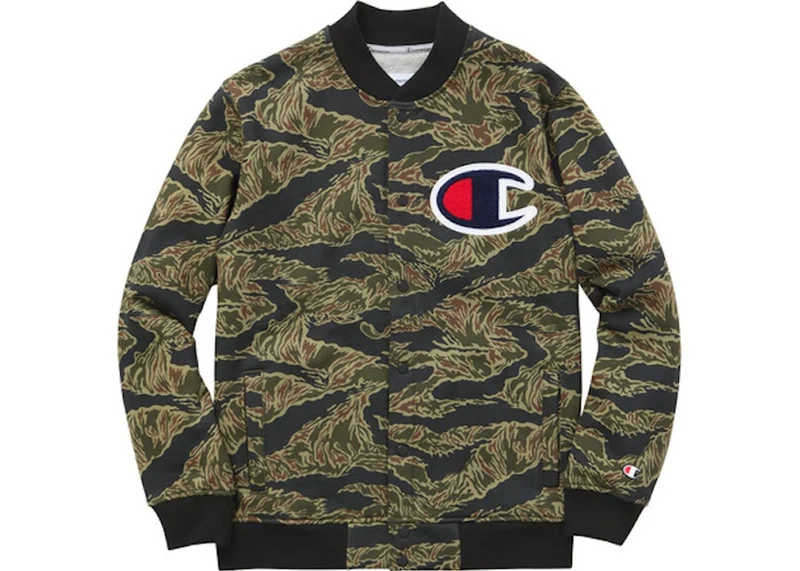 SUPREME/CHAMPION - SNAP FRONT SWEATSHIRT (TIGER CAMO)