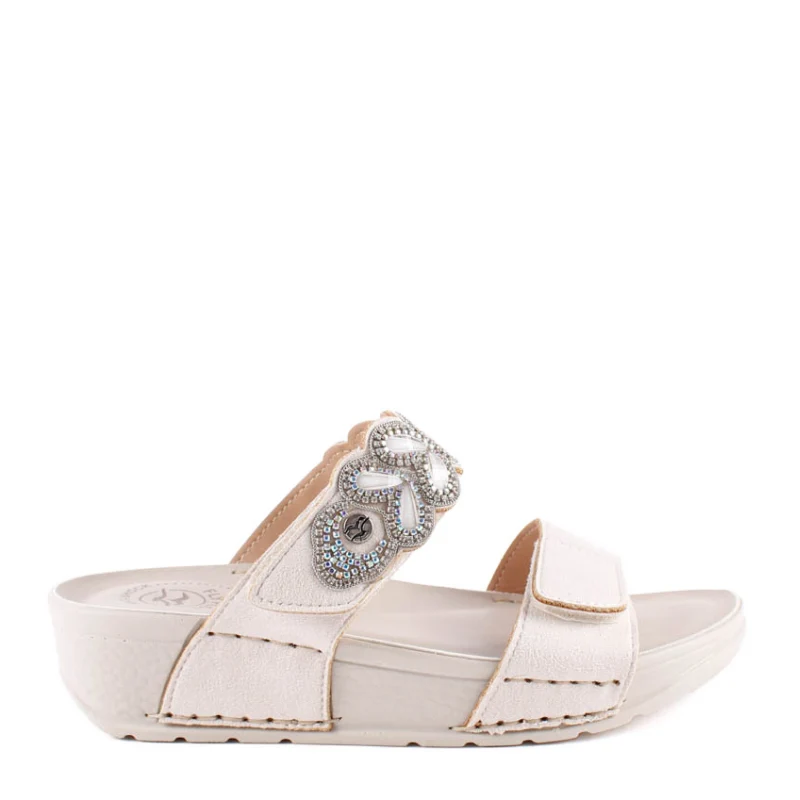 SANDALIA VELCROS STRASS BIANCO 38172KZ
